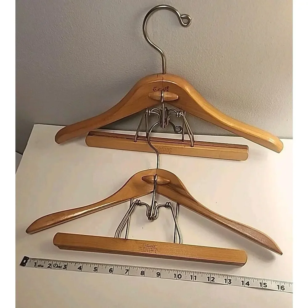 Vintage Setwell Heavy Wooden Suit Hanger 16